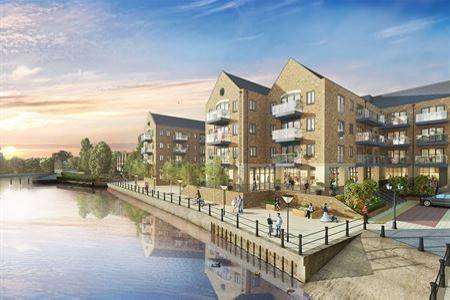 Exterior CGI image Bellway-Lion Wharf-dawn