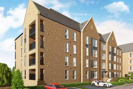 CGI of Block 1 of Springfield residential development by Redrow Homes