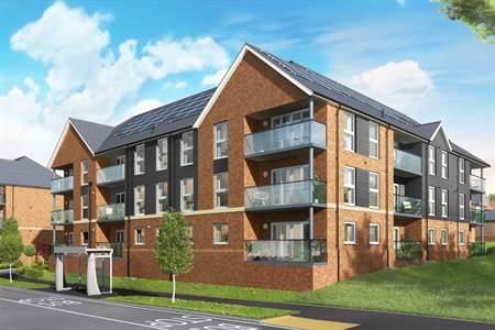 Exterior CGI view of the Surrenden Cout development by Redrow