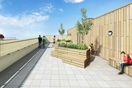 CGI image of a public terrace area