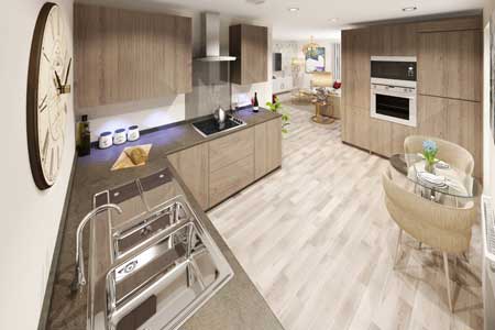 Interior CGI image of a Kitchen showing appliances